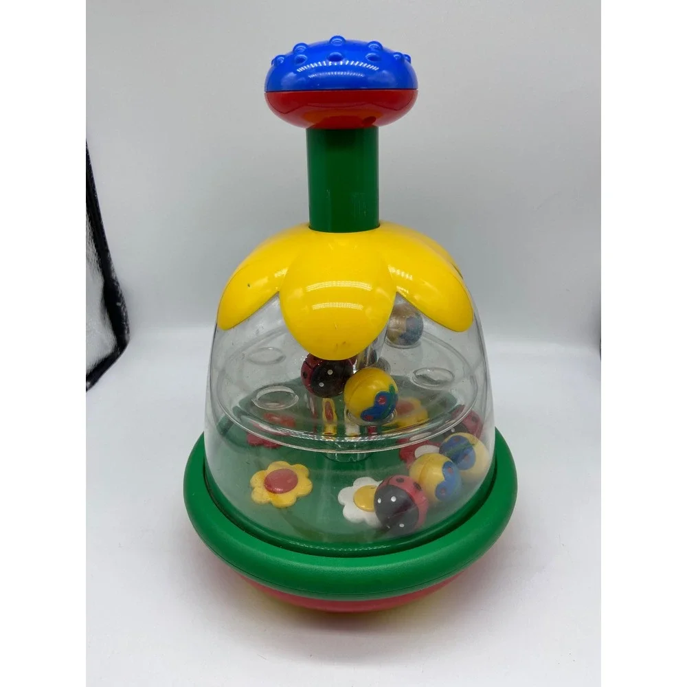 Chicco Spinning Top Toy Multicolor Ladybug Flower Garden Toddler Activity Toy